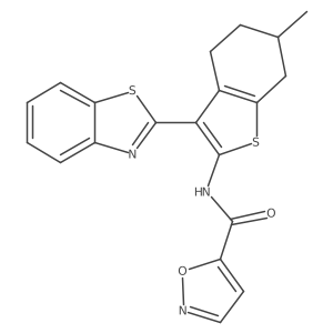 N-(3-(benzo[d]thiazol-2-yl)-6-methyl-4,5,6,7-tetrahydrobenzo[b]thiophen-2-yl)isoxazole-5-carboxamide Structure