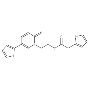 N-(2-(6-oxo-3-(thiophen-2-yl)pyridazin-1(6H)-yl)ethyl)-2-(thiophen-2-yl)acetamide结构式