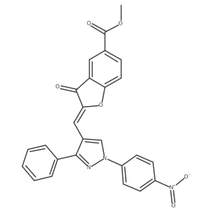 (Z)-methyl 2-((1-(4-nitrophenyl)-3-phenyl-1H-pyrazol-4-yl)methylene)-3-oxo-2,3-dihydrobenzofuran-5-carboxylate Structure