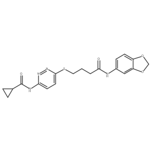 N-(6-((4-(benzo[d][1,3]dioxol-5-ylamino)-4-oxobutyl)thio)pyridazin-3-yl)cyclopropanecarboxamide结构式