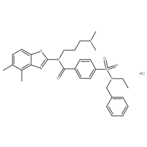 4-[Benzyl(ethyl)sulfamoyl]-N-(4,5-dimethyl-1,3-benzothiazol-2-YL)-N-[3-(dimethylamino)propyl]benzamide hydrochloride结构式