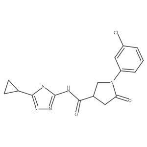 1-(3-chlorophenyl)-N-(5-cyclopropyl-1,3,4-thiadiazol-2-yl)-5-oxopyrrolidine-3-carboxamide Structure