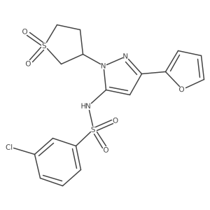 3-chloro-N-(1-(1,1-dioxidotetrahydrothiophen-3-yl)-3-(furan-2-yl)-1H-pyrazol-5-yl)benzenesulfonamide Structure