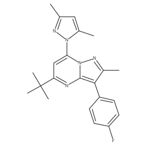 1-[5-tert-butyl-3-(4-fluorophenyl)-2-methylpyrazolo[1,5-a]pyrimidin-7-yl]-3,5-dimethyl-1H-pyrazole结构式