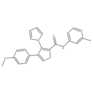 N-(3-fluorophenyl)-4-(4-methoxyphenyl)-3-(1H-pyrrol-1-yl)thiophene-2-carboxamide结构式