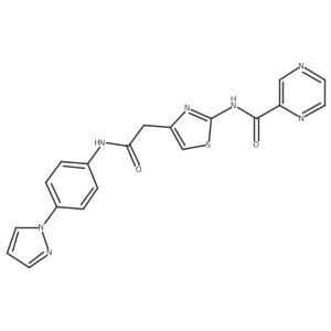 N-(4-(2-((4-(1H-pyrazol-1-yl)phenyl)amino)-2-oxoethyl)thiazol-2-yl)pyrazine-2-carboxamide Structure