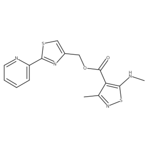 [2-(Pyridin-2-yl)-1,3-thiazol-4-yl]methyl 3-methyl-5-(methylamino)-1,2-thiazole-4-carboxylate结构式