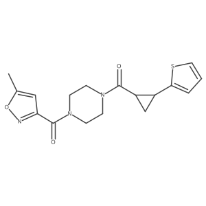 (5-Methylisoxazol-3-yl)(4-(2-(thiophen-2-yl)cyclopropanecarbonyl)piperazin-1-yl)methanone Structure