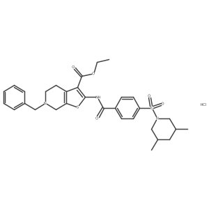 Ethyl 6-benzyl-2-(4-((3,5-dimethylpiperidin-1-yl)sulfonyl)benzamido)-4,5,6,7-tetrahydrothieno[2,3-c]pyridine-3-carboxylate hydrochloride Structure