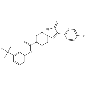 2-(4-fluorophenyl)-3-oxo-N-(3-(trifluoromethyl)phenyl)-1,4,8-triazaspiro[4.5]dec-1-ene-8-carboxamide结构式