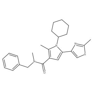 1-Cyclohexyl-N,2-dimethyl-5-(2-methyl-4-thiazolyl)-N-(phenylmethyl)-1H-pyrrole-3-carboxamide结构式