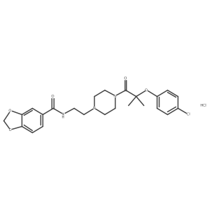 N-(2-(4-(2-(4-chlorophenoxy)-2-methylpropanoyl)piperazin-1-yl)ethyl)benzo[d][1,3]dioxole-5-carboxamide hydrochloride结构式