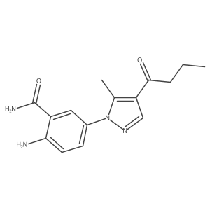 2-Amino-5-(4-butanoyl-5-methylpyrazol-1-yl)benzamide结构式