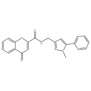 N-((1-methyl-5-(pyridin-2-yl)-1H-pyrazol-3-yl)methyl)-4-oxo-4H-chromene-2-carboxamide结构式