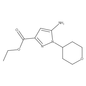 Ethyl 5-amino-1-tetrahydropyran-4-yl-pyrazole-3-carboxylate结构式