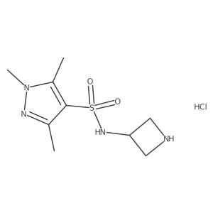 N-(azetidin-3-yl)-1,3,5-trimethyl-1H-pyrazole-4-sulfonamide hydrochloride结构式