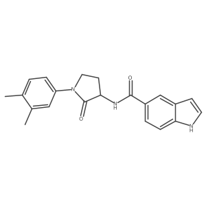 N-[1-(3,4-dimethylphenyl)-2-oxopyrrolidin-3-yl]-1H-indole-5-carboxamide结构式