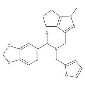 N-(furan-2-ylmethyl)-N-((1-methyl-1,4,5,6-tetrahydrocyclopenta[c]pyrazol-3-yl)methyl)benzo[d][1,3]dioxole-5-carboxamide Structure