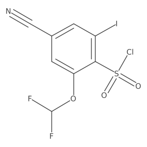 4-Cyano-2-(difluoromethoxy)-6-iodobenzene-1-sulfonyl chloride结构式