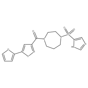 (4-((1H-imidazol-4-yl)sulfonyl)-1,4-diazepan-1-yl)(5-(furan-2-yl)isoxazol-3-yl)methanone结构式