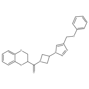 (2,3-dihydrobenzo[b][1,4]dioxin-2-yl)(3-(4-(phenoxymethyl)-1H-1,2,3-triazol-1-yl)azetidin-1-yl)methanone结构式
