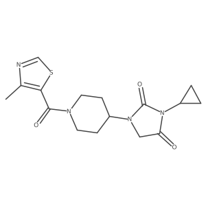 3-Cyclopropyl-1-[1-(4-methyl-1,3-thiazole-5-carbonyl)piperidin-4-yl]imidazolidine-2,4-dione结构式
