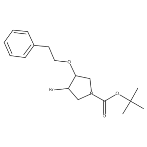 Tert-butyl 3-bromo-4-(2-phenylethoxy)pyrrolidine-1-carboxylate结构式