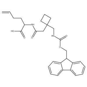 2-(2-{1-[({[(9H-fluoren-9-yl)methoxy]carbonyl}amino)methyl]cyclobutyl}acetamido)hex-5-enoic acid结构式