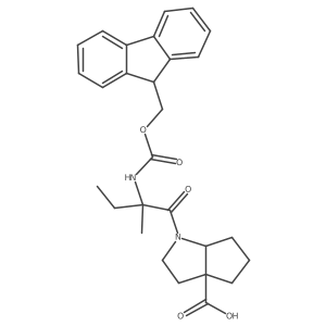 1-[2-({[(9H-fluoren-9-yl)methoxy]carbonyl}amino)-2-methylbutanoyl]-octahydrocyclopenta[b]pyrrole-3a-carboxylic acid结构式