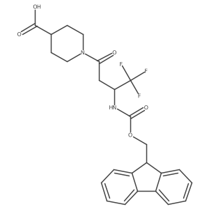 1-[3-({[(9H-fluoren-9-yl)methoxy]carbonyl}amino)-4,4,4-trifluorobutanoyl]piperidine-4-carboxylic acid Structure