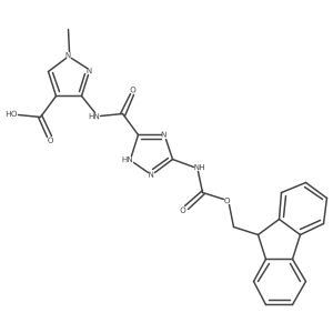 3-[5-({[(9H-fluoren-9-yl)methoxy]carbonyl}amino)-4H-1,2,4-triazole-3-amido]-1-methyl-1H-pyrazole-4-carboxylic acid结构式