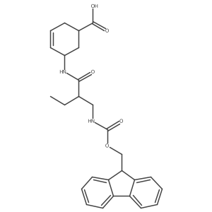 rac-(1R,5S)-5-{2-[({[(9H-fluoren-9-yl)methoxy]carbonyl}amino)methyl]butanamido}cyclohex-3-ene-1-carboxylic acid Structure