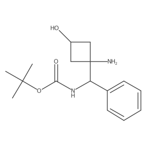 tert-butyl N-[(1-amino-3-hydroxycyclobutyl)(phenyl)methyl]carbamate结构式