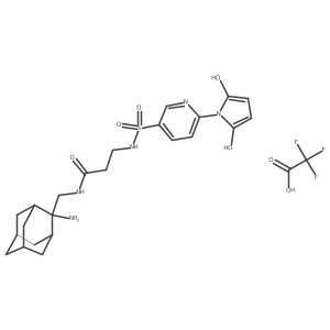 N-((2-Aminoadamantan-2-yl)methyl)-3-(6-(2,5-dihydroxy-1H-pyrrol-1-yl)pyridine-3-sulfonamido)propanamide 2,2,2-trifluoroacetate Structure