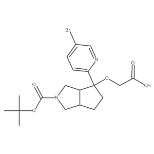 2-{[4-(5-Bromopyridin-2-yl)-2-[(tert-butoxy)carbonyl]-octahydrocyclopenta[c]pyrrol-4-yl]oxy}acetic acid结构式