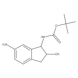 tert-Butyl (trans-6-amino-2-hydroxy-2,3-dihydro-1H-inden-1-yl)carbamate结构式