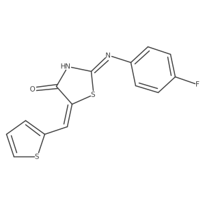 (2E,5E)-2-[(4-fluorophenyl)imino]-5-(thiophen-2-ylmethylidene)-1,3-thiazolidin-4-one Structure