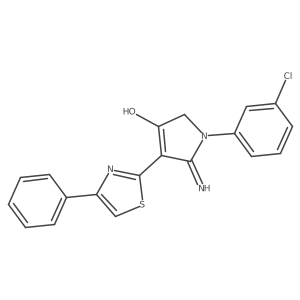 5-amino-1-(3-chlorophenyl)-4-(4-phenyl-1,3-thiazol-2-yl)-1,2-dihydro-3H-pyrrol-3-one结构式
