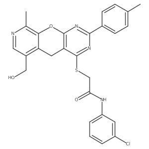 N-(3-chlorophenyl)-2-{[11-(hydroxymethyl)-14-methyl-5-(4-methylphenyl)-2-oxa-4,6,13-triazatricyclo[8.4.0.0^{3,8}]tetradeca-1(10),3(8),4,6,11,13-hexaen-7-yl]sulfanyl}acetamide结构式