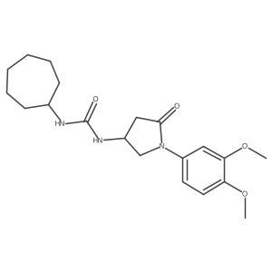 1-Cycloheptyl-3-[1-(3,4-dimethoxyphenyl)-5-oxopyrrolidin-3-yl]urea结构式