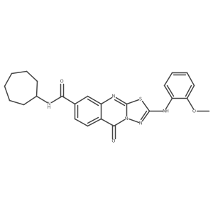N-cycloheptyl-2-[(2-methoxyphenyl)amino]-5-oxo-5H-[1,3,4]thiadiazolo[2,3-b]quinazoline-8-carboxamide结构式