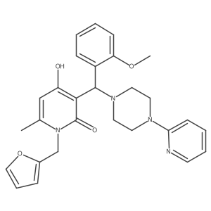1-(furan-2-ylmethyl)-4-hydroxy-3-((2-methoxyphenyl)(4-(pyridin-2-yl)piperazin-1-yl)methyl)-6-methylpyridin-2(1H)-one Structure