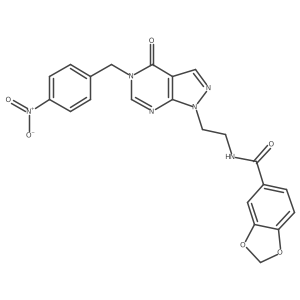 N-(2-(5-(4-nitrobenzyl)-4-oxo-4,5-dihydro-1H-pyrazolo[3,4-d]pyrimidin-1-yl)ethyl)benzo[d][1,3]dioxole-5-carboxamide Structure