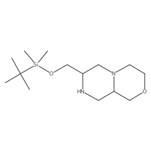 (7S,9aS)-7-({[(1,1-dimethylethyl)(dimethyl)silyl]oxy}methyl)octahydropyrazino[2,1-c][1,4]oxazine Structure