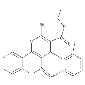 ethyl 2-amino-4-(2-chloro-6-fluorophenyl)-5-oxo-4H,5H-thiochromeno[4,3-b]pyran-3-carboxylate Structure