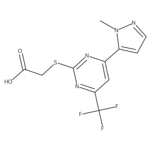 2-[[4-(1-Methyl-1H-pyrazol-5-yl)-6-(trifluoromethyl)-2-pyrimidinyl]thio]acetic acid结构式