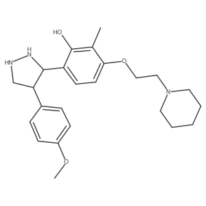 6-[4-(4-Methoxyphenyl)pyrazolidin-3-yl]-2-methyl-3-(2-piperidin-1-ylethoxy)phenol结构式