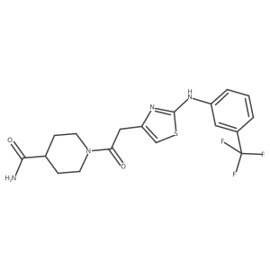 1-[2-(2-{[3-(Trifluoromethyl)phenyl]amino}-1,3-thiazol-4-yl)acetyl]piperidine-4-carboxamide结构式