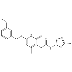 2-(2-((3-methoxybenzyl)thio)-4-methyl-6-oxo-1,6-dihydropyrimidin-5-yl)-N-(5-methyl-1,3,4-thiadiazol-2-yl)acetamide结构式