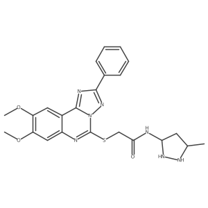 2-[(8,9-dimethoxy-2-phenyl-[1,2,4]triazolo[1,5-c]quinazolin-5-yl)sulfanyl]-N-(5-methylpyrazolidin-3-yl)acetamide结构式